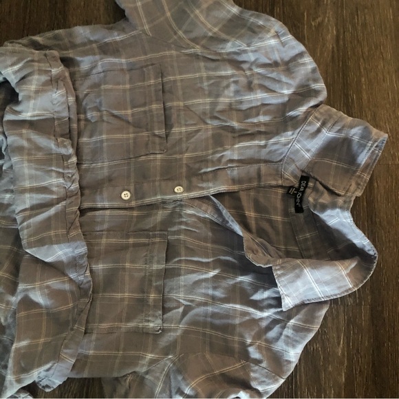 Dear John Light Blue/Gray Plaid Button Down Tunic Shirt - 100% Lyocell - Size S - Picture 6 of 6